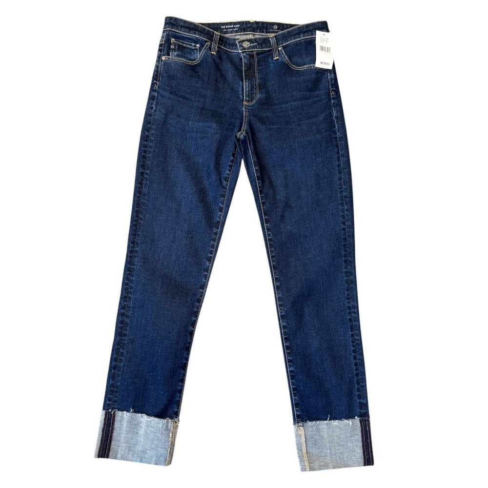 AG Adriano Goldschmied The Stevie Cuff Slim Straight Jeans Sweet Blue 4 27‎ NEW